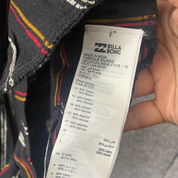 Billabong Romper Large Black Striped Play All Day V-Neck Long Sleeve - Picture 12 of 15